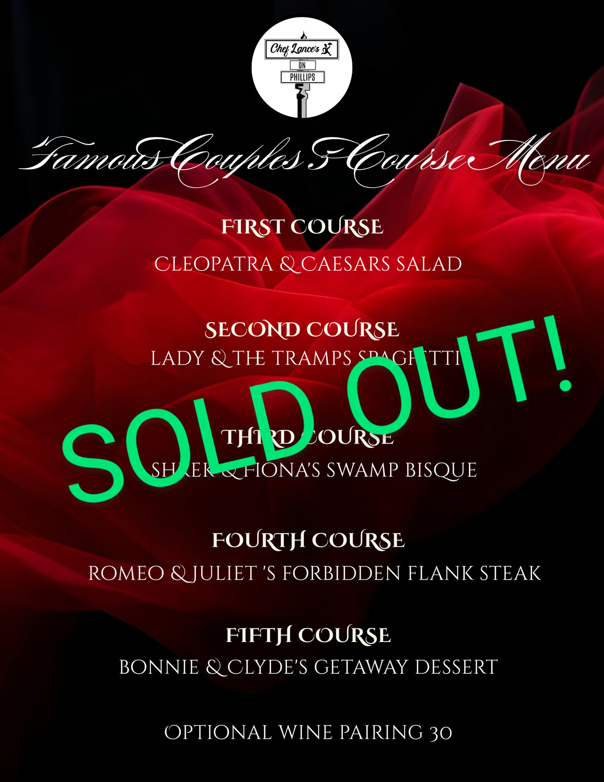 July 13th: Famous Couples 5 Course Costume Dinner Event Tickets