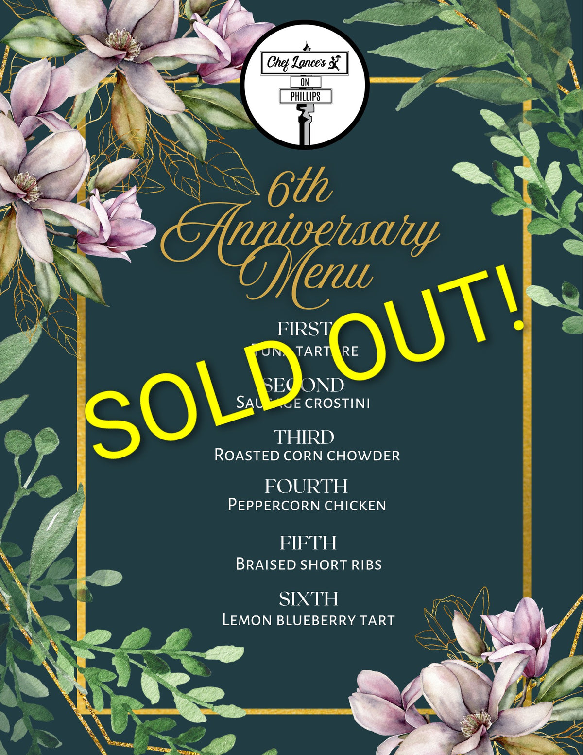 Sept 14th: Anniversary 6 Course Dinner Event Tickets